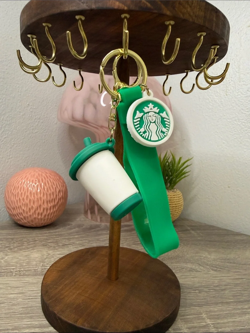 Starbucks Green and White Mini Cup Keychain